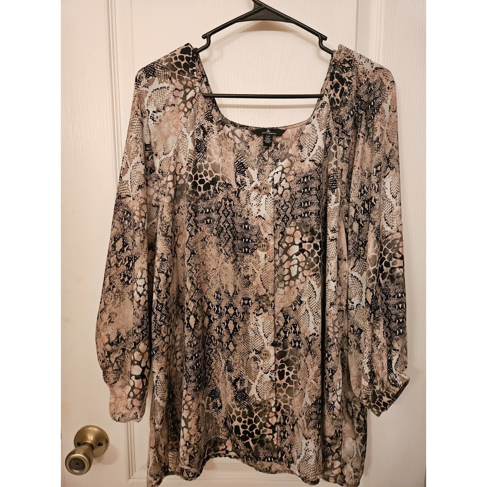 Jules & Leopold Snake Skin Button Down Blouse L